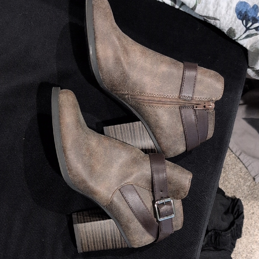 Soda Brown Ankle Booties with Buckle